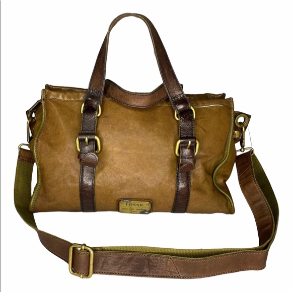 Fossil Handbags - Fossil Brown Satchel Crossbody Soft Leather